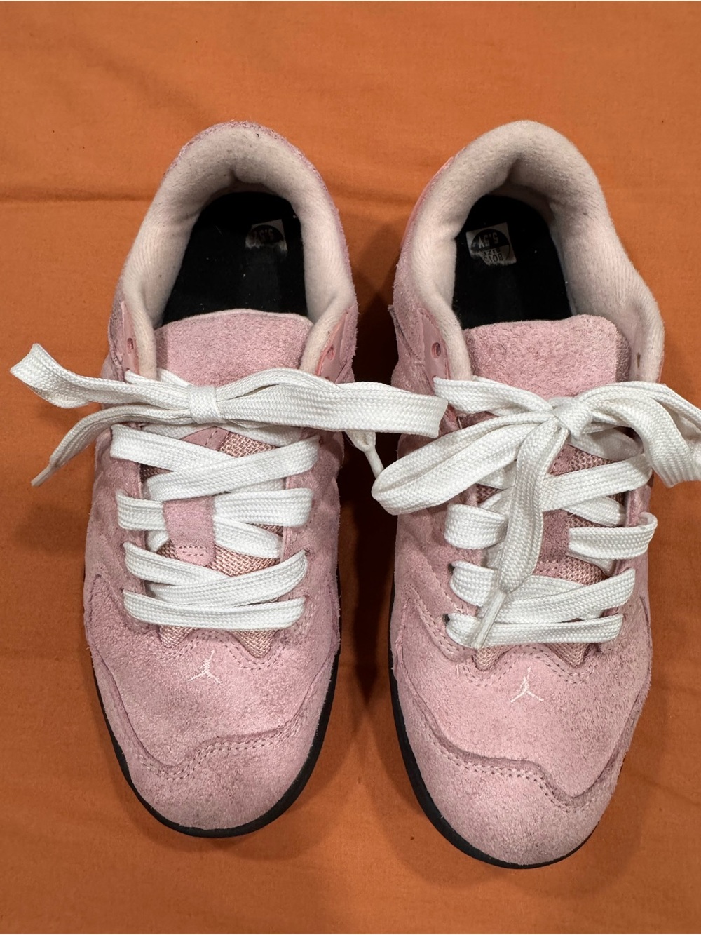 Jordan Women's Pink Suede Low-Top Sneakers with White Laces